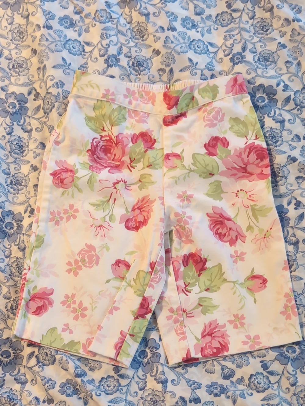 Janie And Jack Cropped Pink & Green Floral Sailor Pants